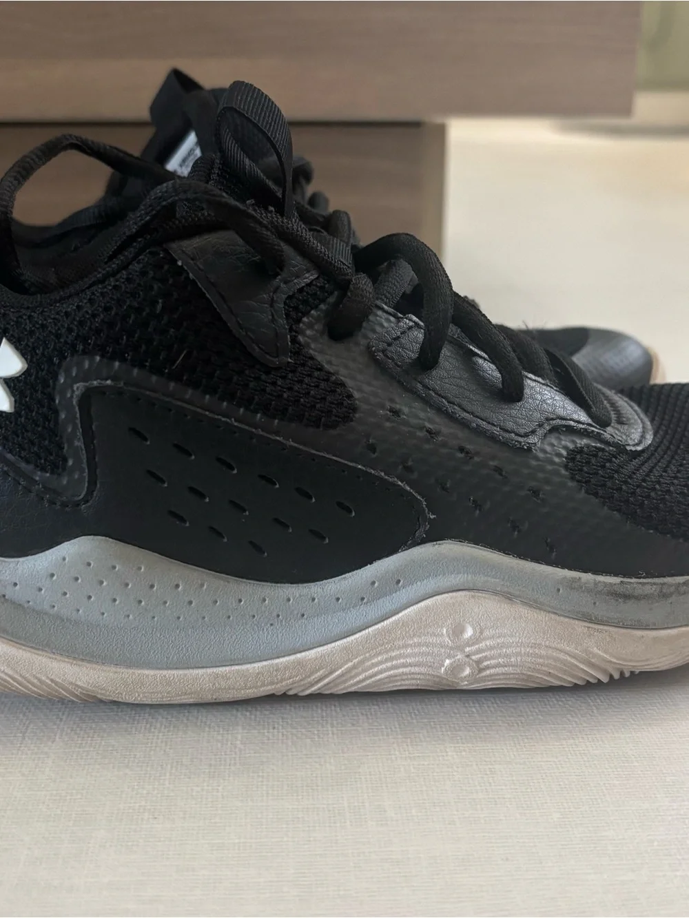 Under Armour Black and White Kids' Athletic Sneakers